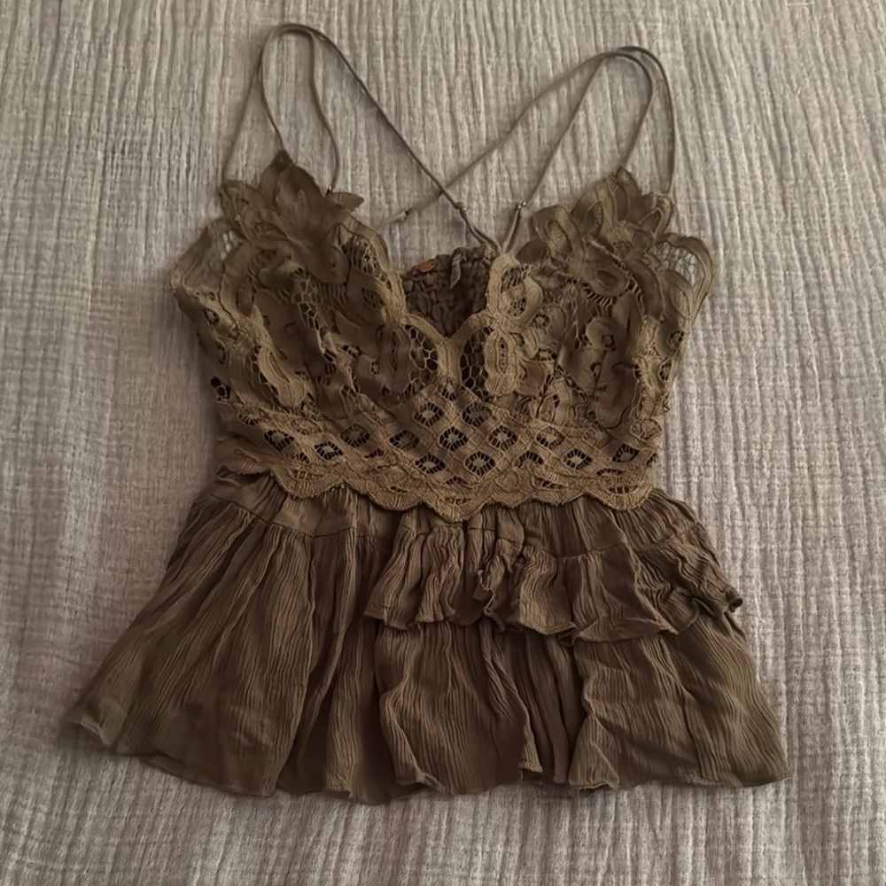 Free People Olive Lace Camisole